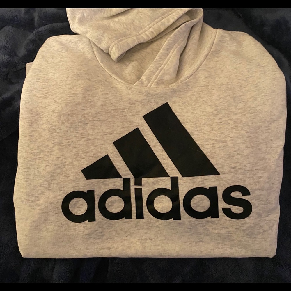 Men’s 2XL Thick adidas light heather grey hoodie.